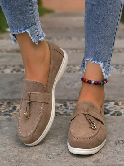 Chic Metal Ring Decorated Penny Loafers: Elevate Your Casual Style