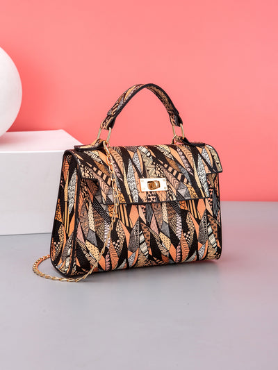 Multicolored Trendy Printed Chain Strap Small Square Crossbody Bag