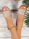 Floral Rhinestone Bliss: The Perfect Casual Flat Sandals for Indoor and Outdoor Wear