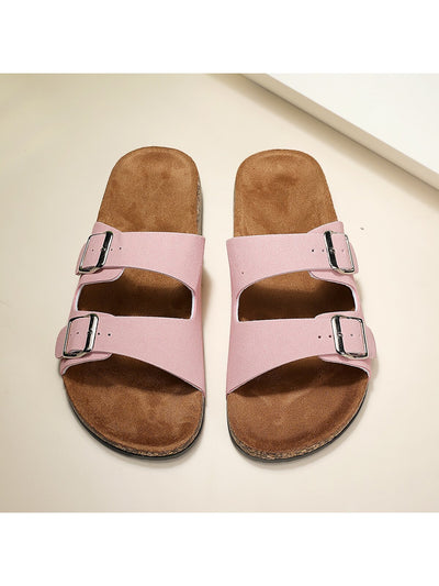 Summer Chic: Fashion Buckle Flat Cork Slippers for Unisex Beach Fun