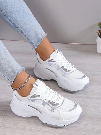 Step Up Your Style with our New Arrival Round Toe Thick Sole Lace-Up Sneakers