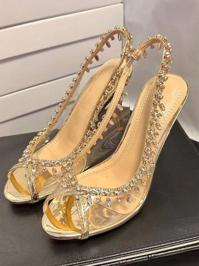 Dazzling Rhinestone Pendant Stiletto Heels: Sparkle and Shine at Your Wedding Party