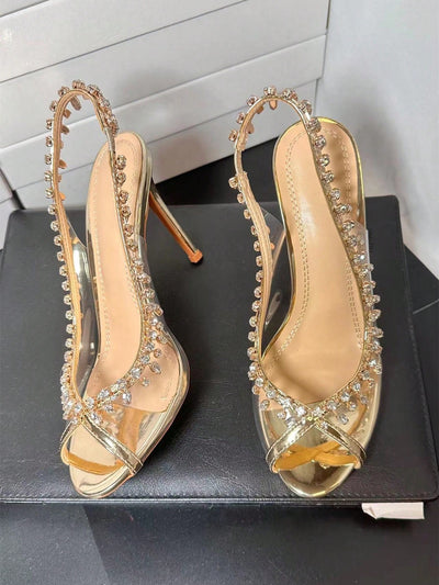 Dazzling Rhinestone Pendant Stiletto Heels: Sparkle and Shine at Your Wedding Party