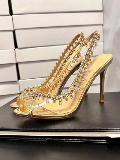 Dazzling Rhinestone Pendant Stiletto Heels: Sparkle and Shine at Your Wedding Party