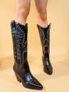 Chic Retro Cowboy Boots with Stiletto Heel and Embroidered Detailing