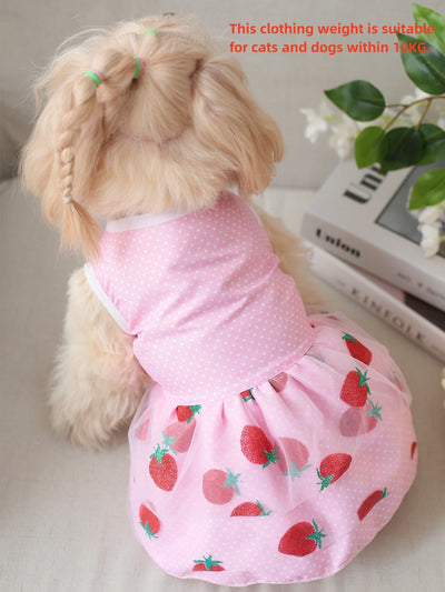 Adorable Strawberry Print Pet Dress for Your Furry Friend