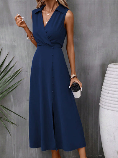 Chic and Simple: Classic V-Neck Sleeveless Split Dress