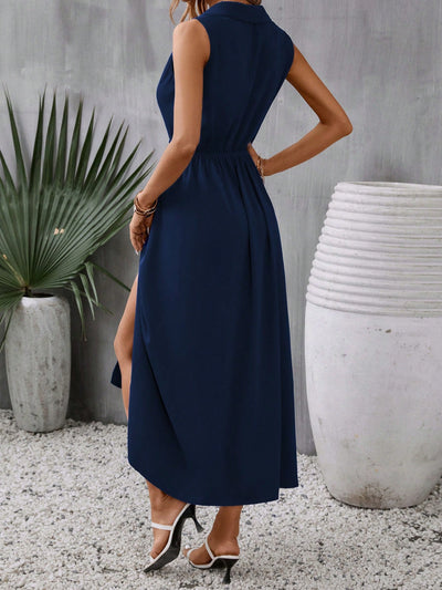 Chic and Simple: Classic V-Neck Sleeveless Split Dress