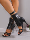 Roman Glamour: Cross-Strap Peep Toe High Heel Sandals with Fish Mouth Design