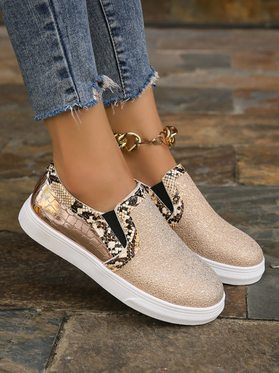 Gold-tone Comfort: Stylish Women's Loafers for Casual Wear