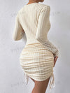 Ultimate Elegance: Unity Contrast Lace Drawstring Side Bodycon Dress