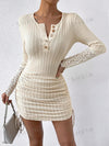 Ultimate Elegance: Unity Contrast Lace Drawstring Side Bodycon Dress