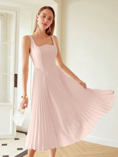 Elegant Pleated Corset Midi Dress: A Premium Statement Piece