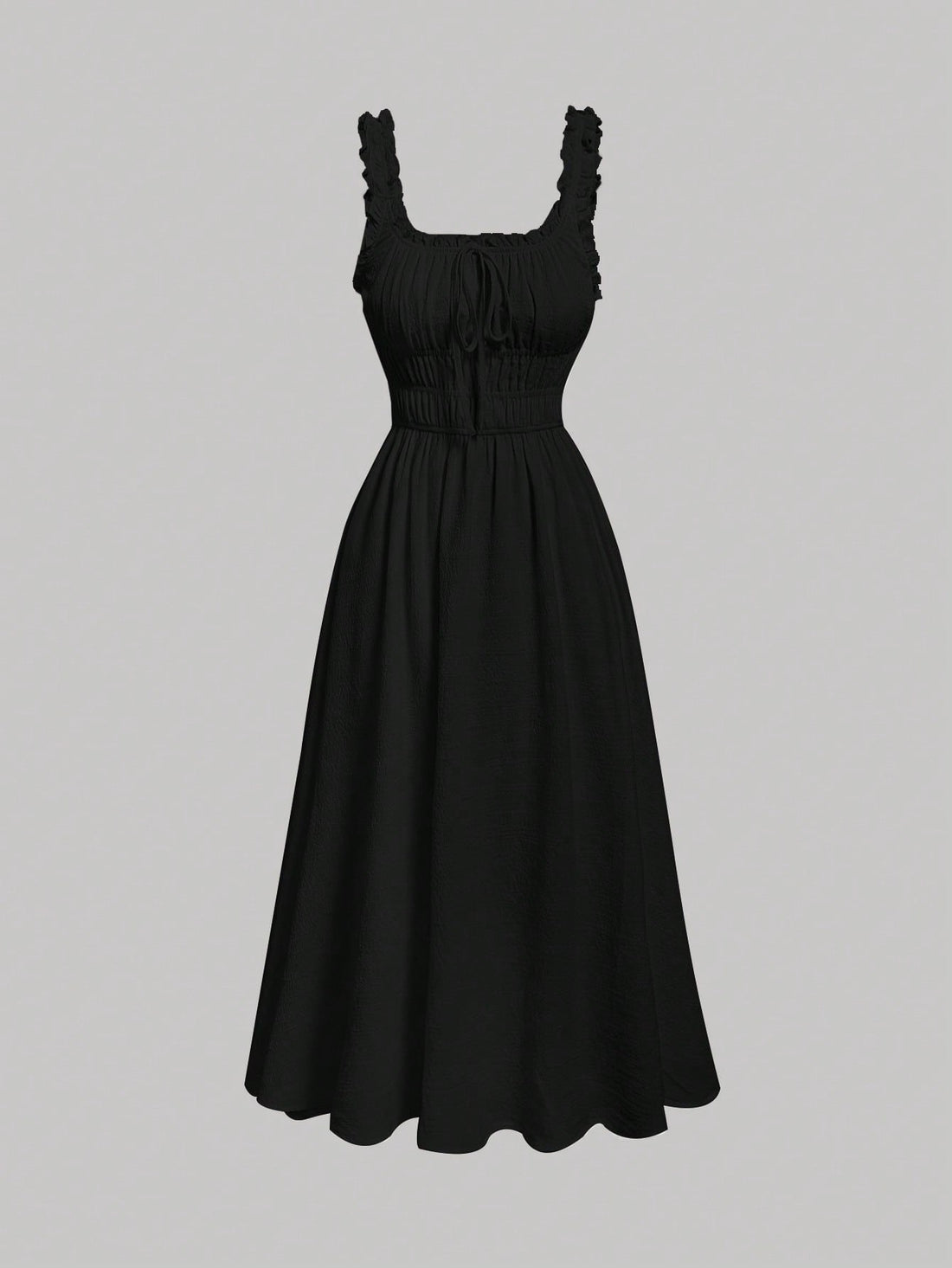 Step into style with this chic brown long tank dress, featuring elegant pleats and a playful tie bow. Its solid color makes it a versatile choice for both back-to-school days and work meetings. Comfortable and flattering, this dress adds a touch of fun sophistication to your wardrobe.