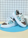 Leopard Print Color Block Casual Student Sneakers: Step into Style!