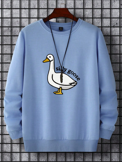 Quirky and Cozy: Men's Cartoon Letter Graphic Sweatshirt