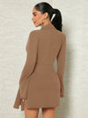 Elegance Redefined: Lapel Collar Ruched Split Hem Dress