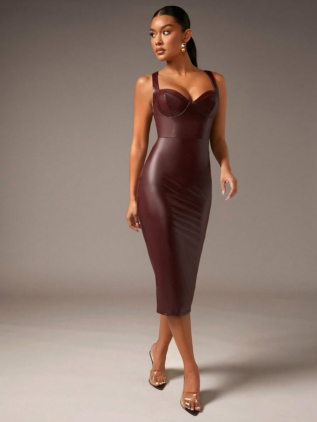 Turn heads effortlessly in this Chic Solid PU Leather Bodycon Dress! Its sleek, form-fitting design hugs your curves for a confident, fashion-forward vibe. Crafted from smooth PU leather, it adds a touch of edgy glam perfect for nights out or stylish events. Slip into this dress and let your bold side shine!