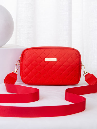 Vibrant Woven Mini Crossbody Bag: Stylish Quilted V-Shape Sling for Everyday Essentials