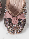 Sparkling Elegance: Women's Flat Shoes with Bowknot Rhinestone Detail