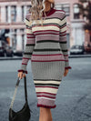 A Perfect Blend of Style and Comfort with Striped Pattern Sweater Bodycon Dress