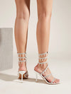 Sparkle on Every Step: Women's Rhinestone Decorated High-Heeled Sandals for Summer Casual Wear