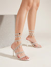 Sparkle on Every Step: Women's Rhinestone Decorated High-Heeled Sandals for Summer Casual Wear