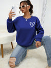 Heartfelt Comfort: Heart Print Drop Shoulder Sweatshirt