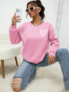 Heartfelt Comfort: Heart Print Drop Shoulder Sweatshirt