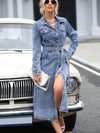 Chic and Versatile Belted Denim Dress with Flap Pocket Detail