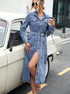 Chic and Versatile Belted Denim Dress with Flap Pocket Detail