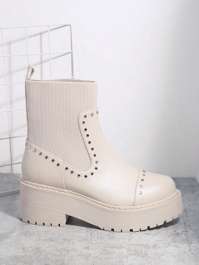 Rock and Roll Chic: Studded Detail Slip-On Chelsea Boots