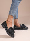 Chic and Comfortable Women's Black Loafers with Bow Detail