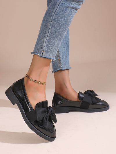 Chic and Comfortable Women's Black Loafers with Bow Detail