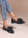 Chic and Comfortable Women's Black Loafers with Bow Detail