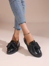 Chic and Comfortable Women's Black Loafers with Bow Detail