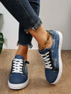 Stylish Denim Blue Canvas Sneakers: Zipper Design for Comfort and Breathability - Perfect for Sports and Casual Wear