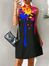 Bold and Beautiful: Splash Ink Print Mock Neck Dress