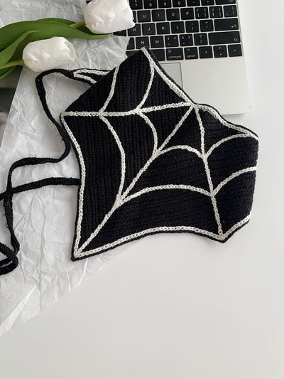 Hand-Knit Spider Web Scarf: Fashionable Headband for Girl's Photoshoots