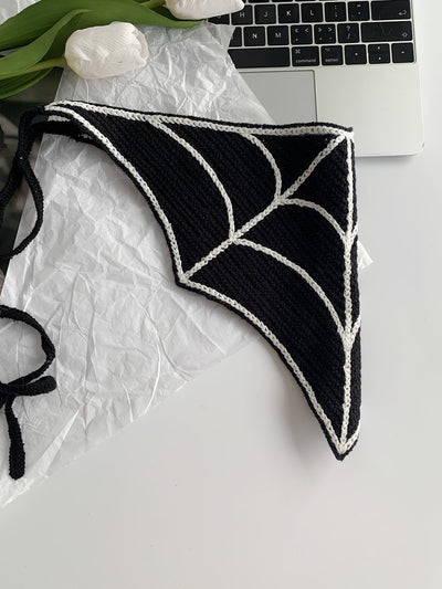 Hand-Knit Spider Web Scarf: Fashionable Headband for Girl's Photoshoots