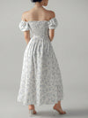 Chic Unity Ditsy Floral Print Puff Sleeve Dress with Knot Front Detail