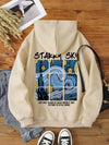 Cozy Comfort: Slogan Graphic Drawstring Thermal Hoodie