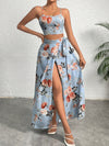 Chic Floral Wrap Cami & Side Knot Skirt Set - Perfect for Summer Days!