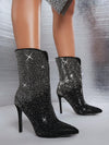 Sparkle and Shine: Rhinestone Stiletto Boots with Side Zipper