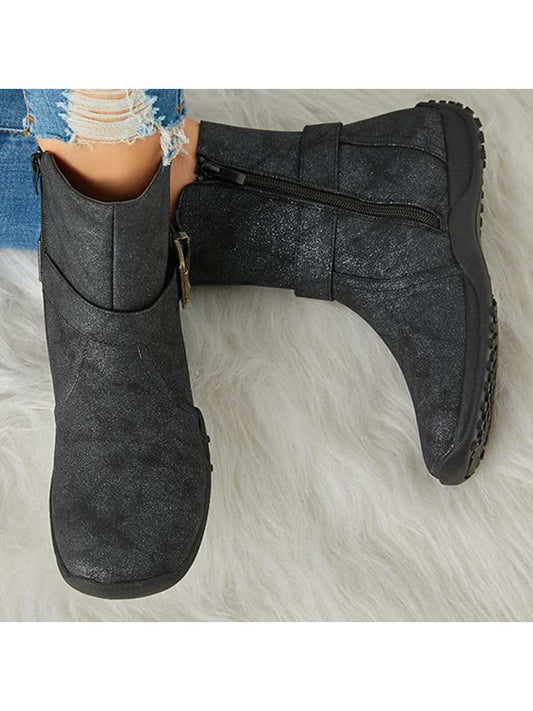 Comfortable Arch Support Flat Heel Ankle Boots - Walk in Style and Support
