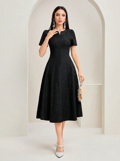 Elegant and Chic: Notched Neckline A-line Dress