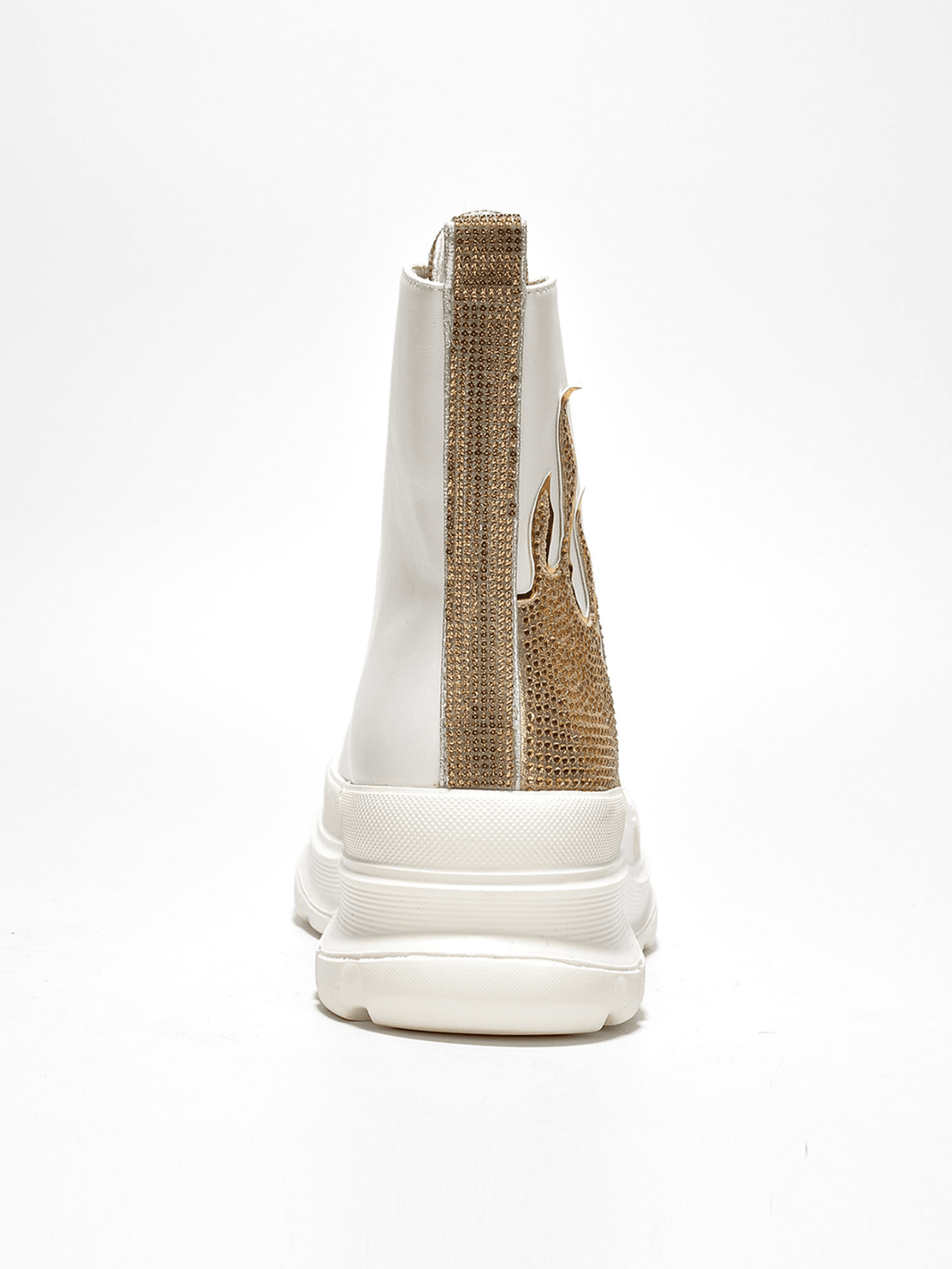 Unleash your style with Cammie Rhinestone Flame High Top Lug <a href="https://canaryhouze.com/collections/women-canvas-shoes?sort_by=created-descending" target="_blank" rel="noopener">Sneakers</a>. Featuring a fiery rhinestone flame design, these sneakers will elevate any outfit. With a bold lug sole for added grip and durability, step confidently in style.