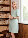 Mint Green: Solid Color Square Neck Button Front Dress