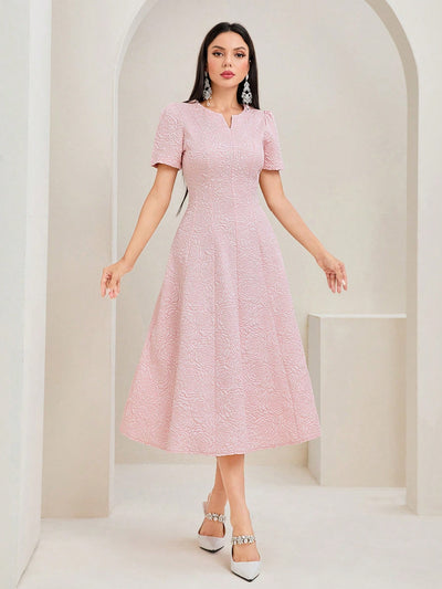 Elegant and Chic: Notched Neckline A-line Dress