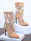 Sultry Statement: Mesh Panel Stiletto Heeled Boots